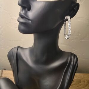 Swarovski Matrix Hoop Earrings w/ Triangle Cut Stones
